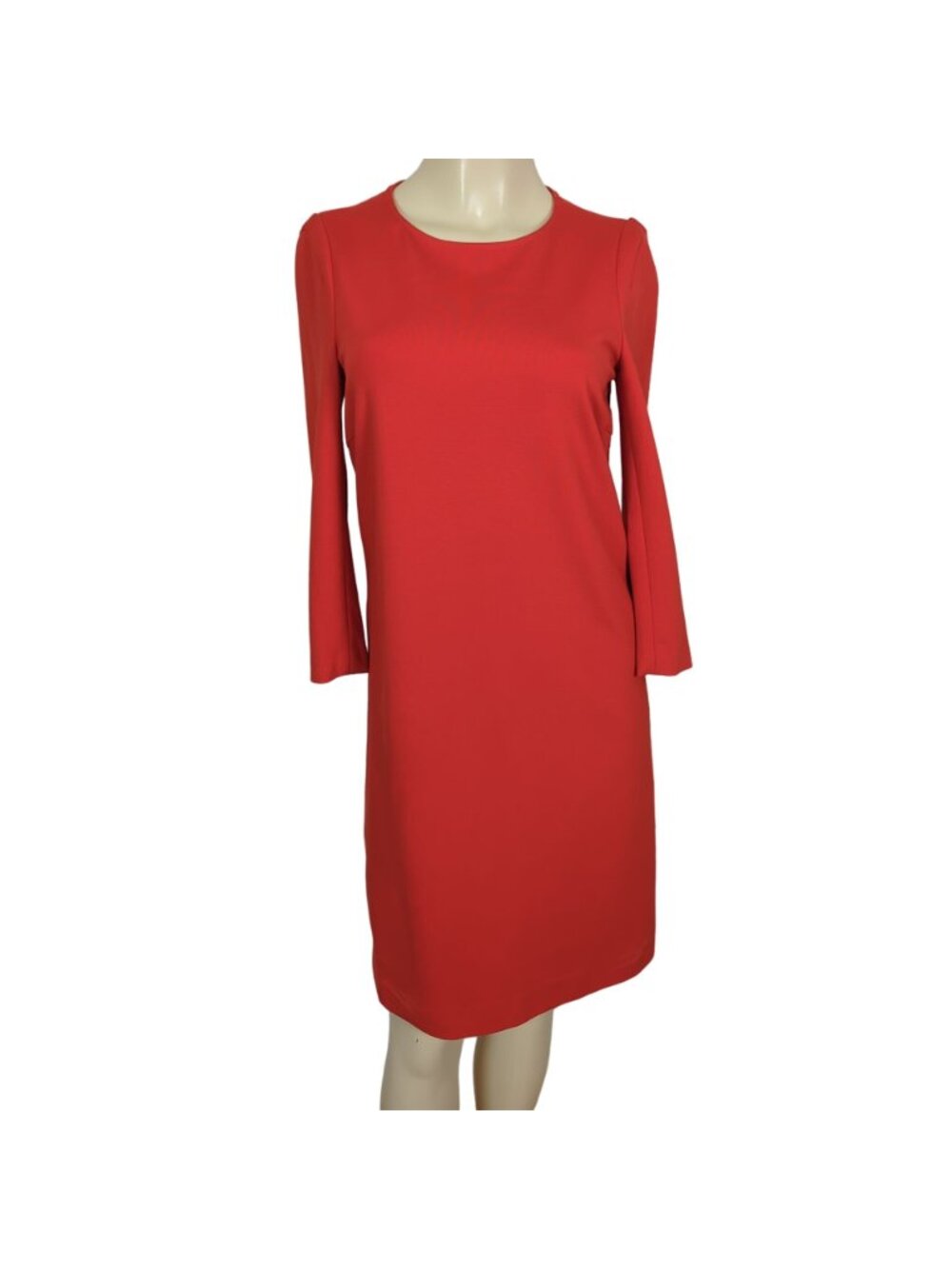 Jaeger London Dress Womens 6 Red Orange Sheath Stretch Long Sleeve Career - Picture 2 of 15